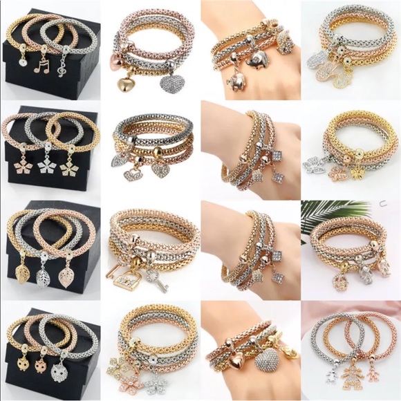 3PC Crown Charm Bracelet Set - Picture 8 of 8